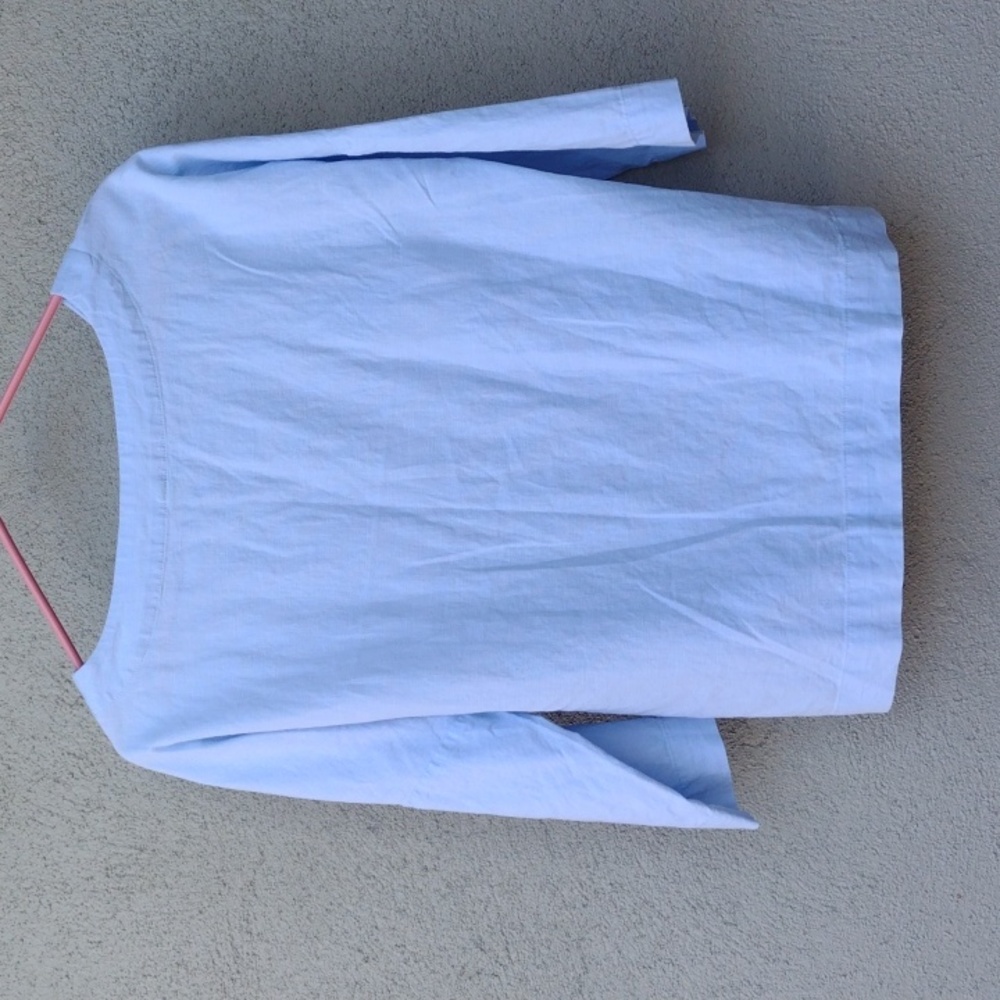Grae Cove Blue Tabitha Linen-Cotton Boatneck Top Women's Small - Picture 2 of 7